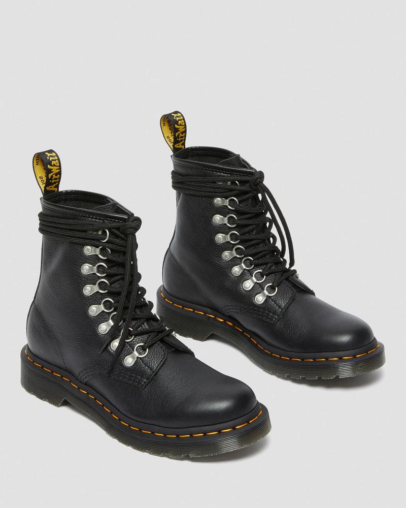 Women's Dr Martens 1460 Laced Virginia Leather Lace Up Boots Black | AU 168QMA